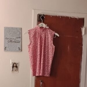 Ann Taylor Pink Floral Sleeveless Blouse